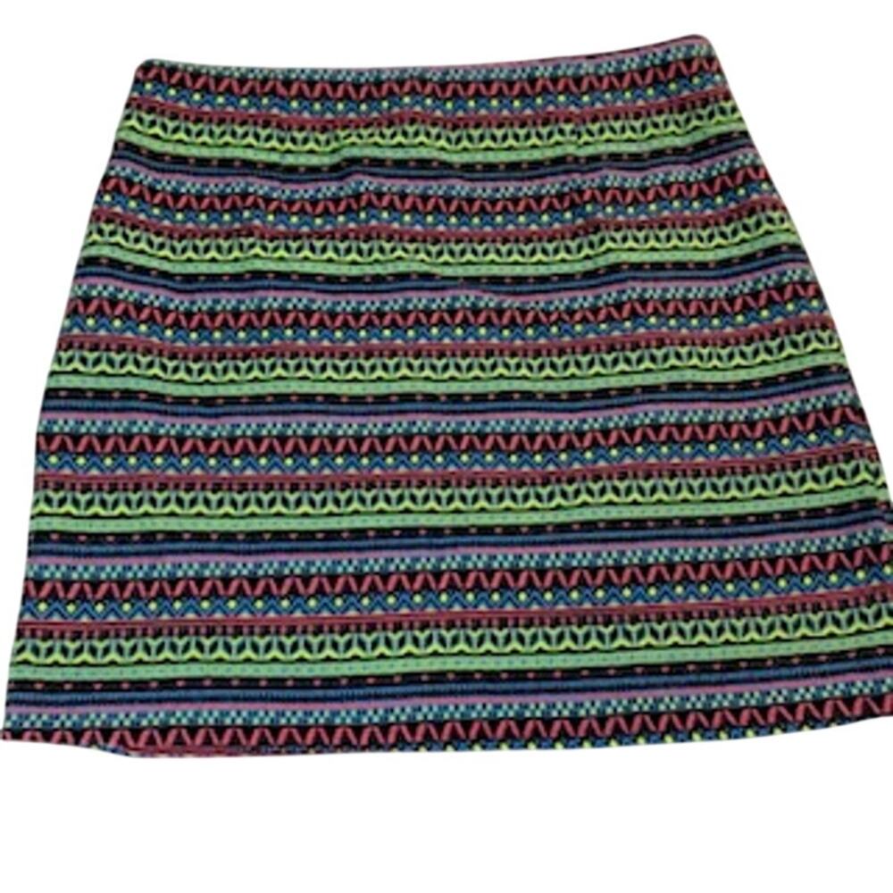 Shrinking Violet Neon Geometric Miniskirt • Size Large • Vibrant Print